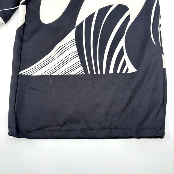 Two Piece Black And Cream Long Sleeve Pantsuit with Abstract Print - Picture 9 of 10